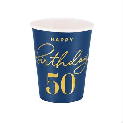 Tengerészkék Pohár Happy Birthday 50 (220ml) - 6db