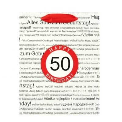Ajándéktasak - sebességkorlátozó mintás 50. születésnapra