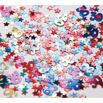 30-as számos és csillagos, vegyes színű konfetti