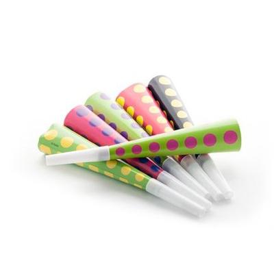 Pöttyös papír trombita 20 cm 6 db/cs