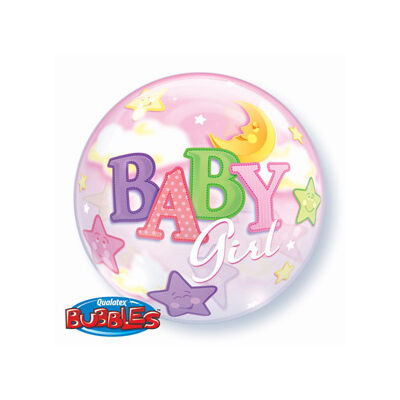 56 cm-es Baby Girl holdas, csillagos Bubbles léggömb babaszületésre 