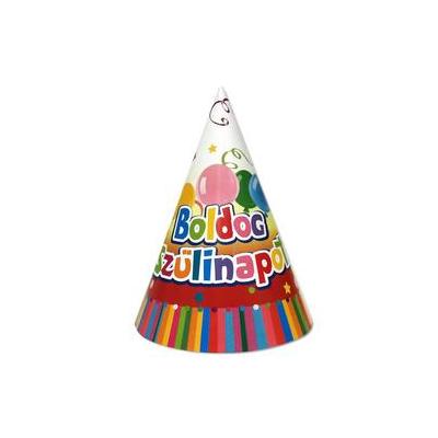 Boldog Születésnapot Színes Party Kalap - 6 db-os