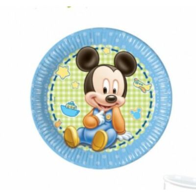 Bébi Mickey Mouse papír tányér 23 cm-es 8 db