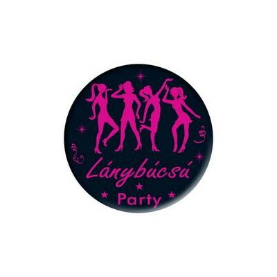 Fekete-Rózsaszín Leánybúcsú Party Kitűző - 5,5 cm