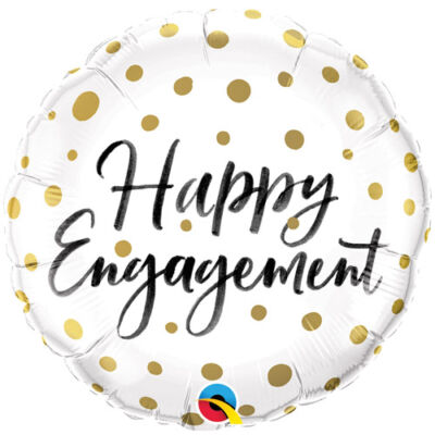 18 inch-es fólia léggömb, 'Happy Engagement' felirattal