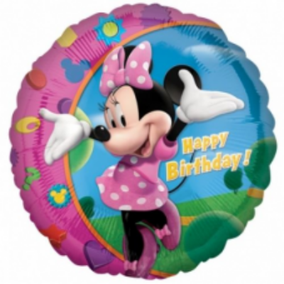 43 cm-es fólia lufi Minnie egér mintával Happy Birthay felirattal