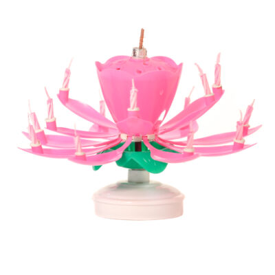 Zenélő virág alakú gyertya - pink