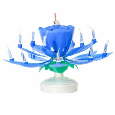 Zenélő virág alakú gyertya - kék