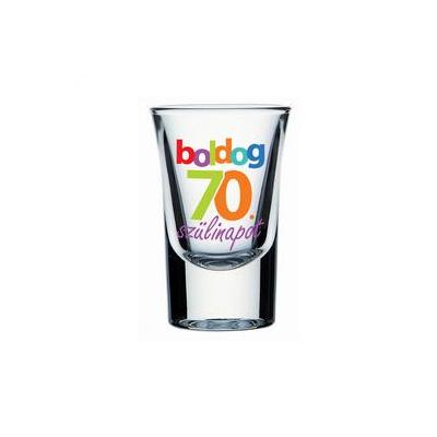 Feles pohár - 'Boldog 70. szülinapot' felirattal